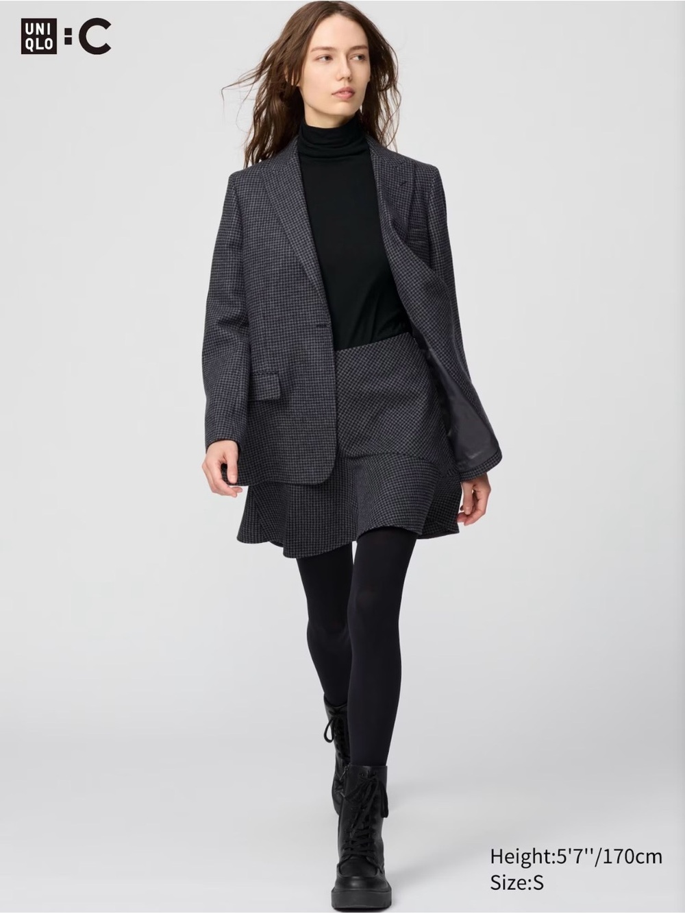 Uniqlo C Collection Houndstooth Wool Blend Skirt - Size L
